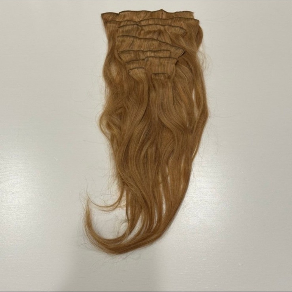 Honey blonde human hair clip in extensions